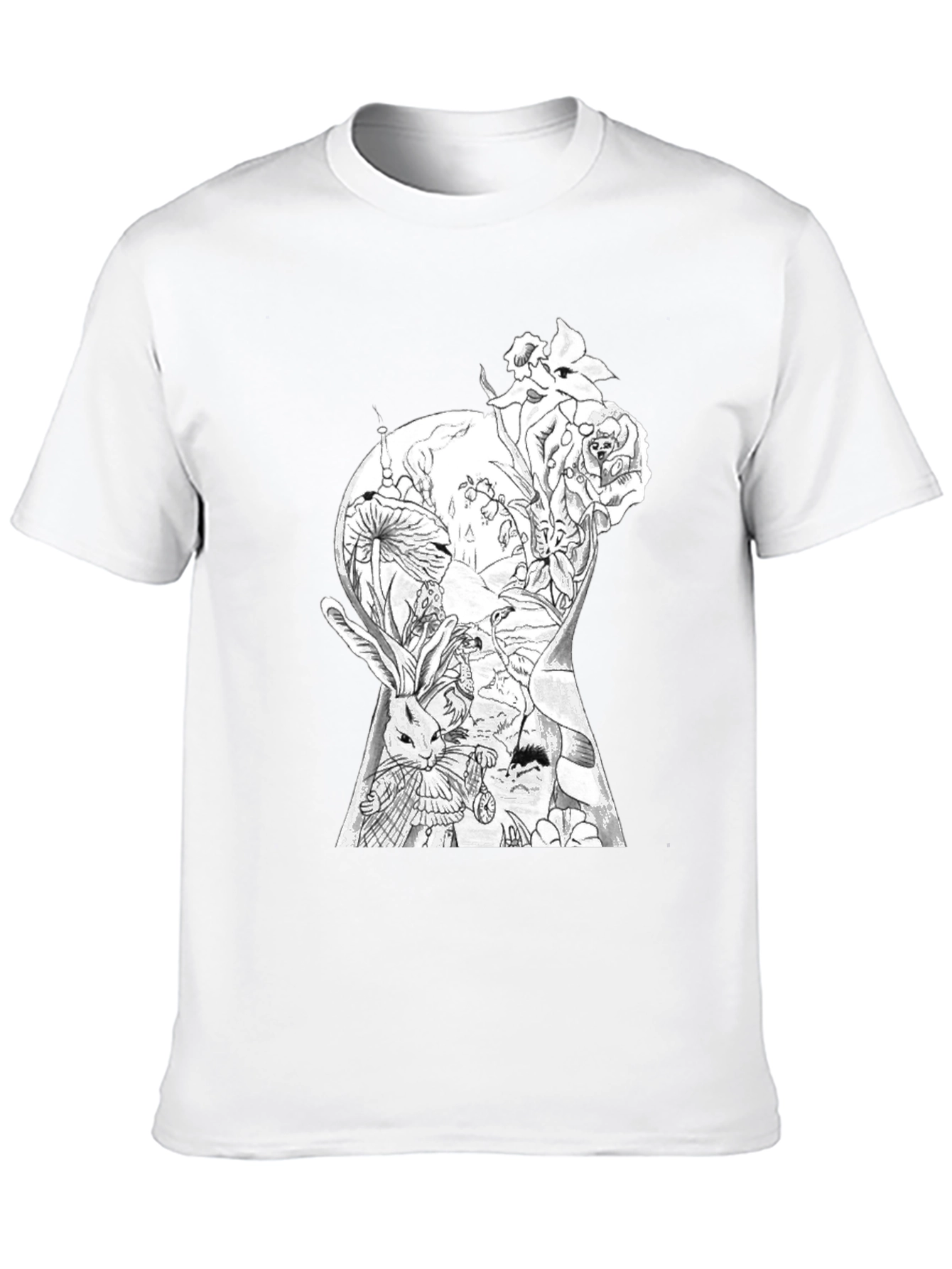 Alice in Wonderland Keyhole Graphic Tee - Black