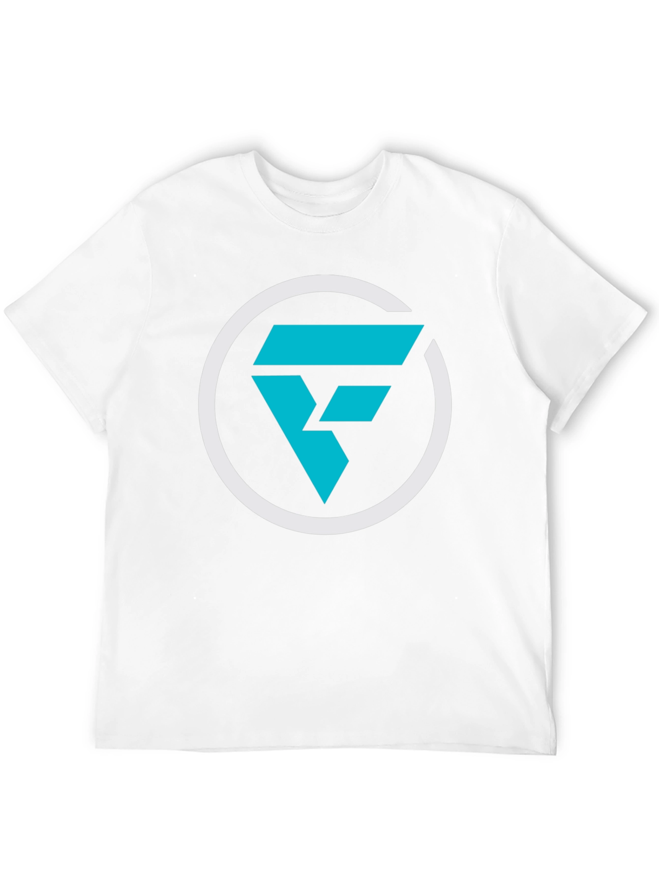 Modern Graphic Tee: Cyan F Logo Black T-Shirt