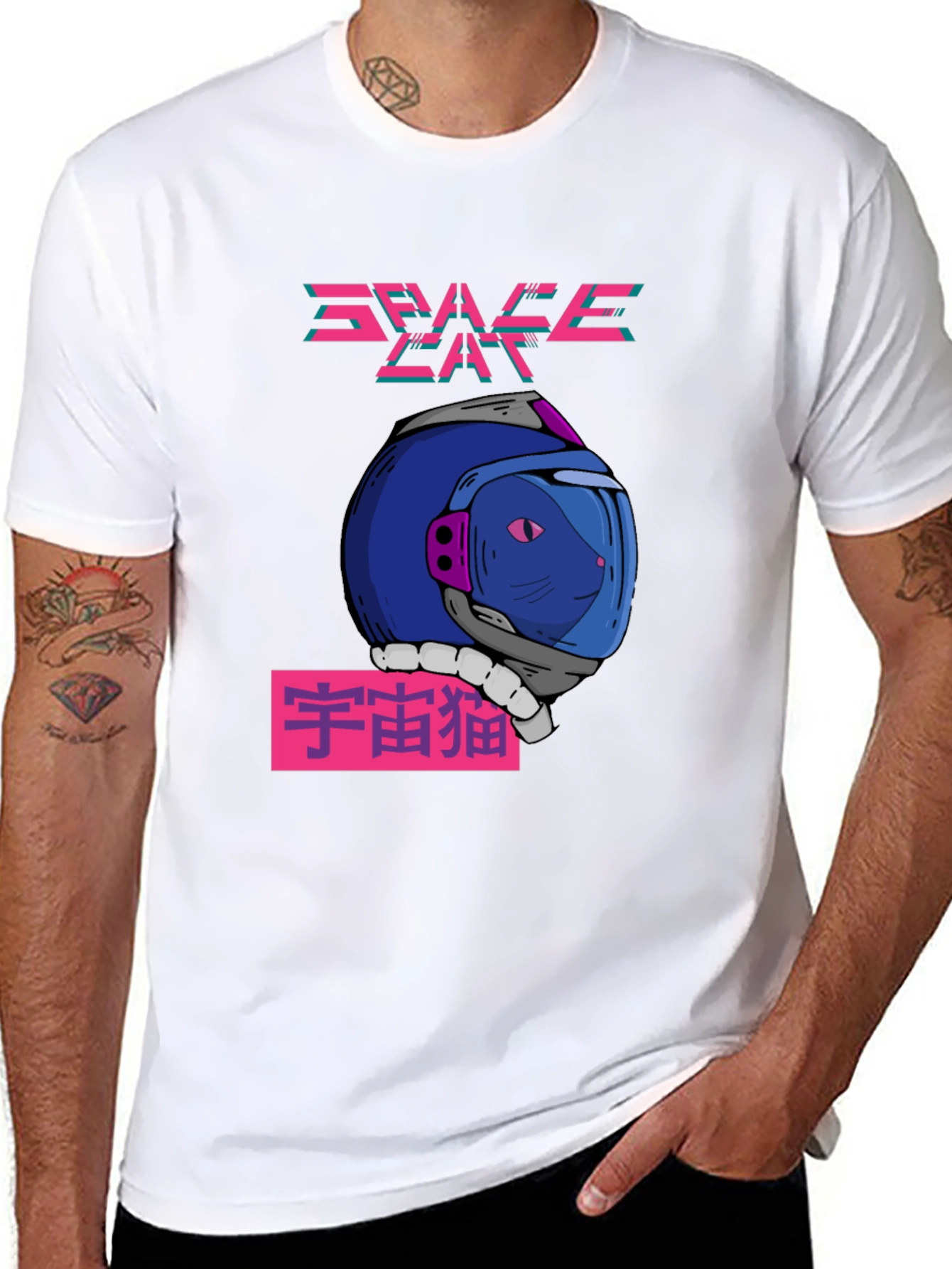Space Cat T-Shirt - Retro Future Design