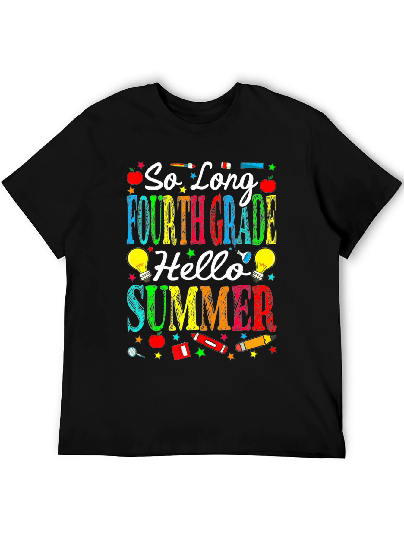 So Long Fourth Grade Hello Summer Black T-Shirt