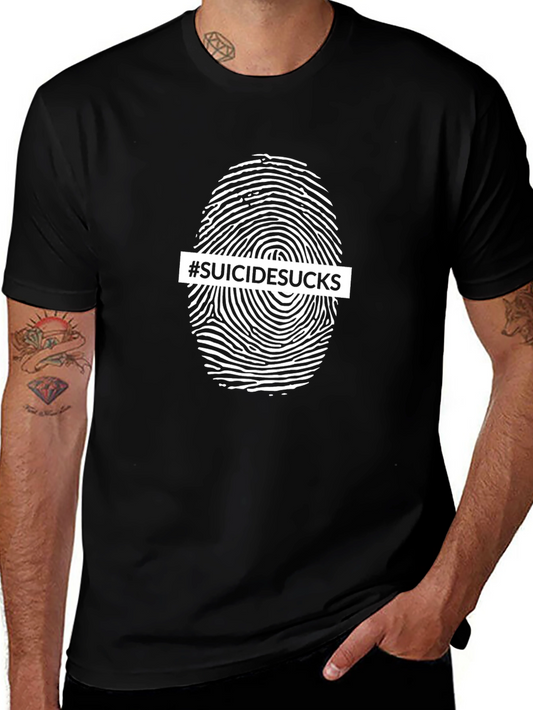 #SuicideSucks Fingerprint Graphic Tee - Black