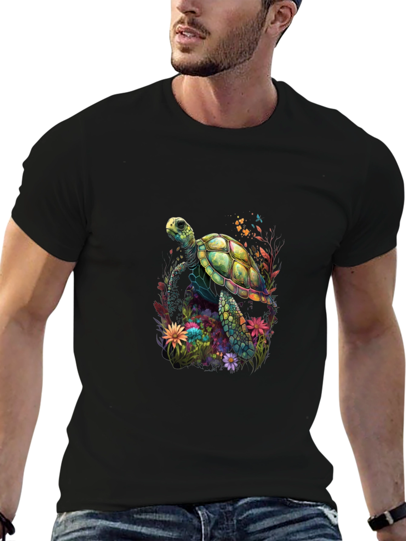 Sea Turtle Floral Graphic T-Shirt