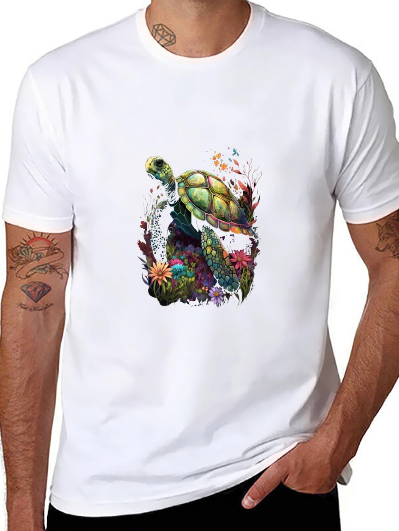 Sea Turtle Floral Graphic T-Shirt