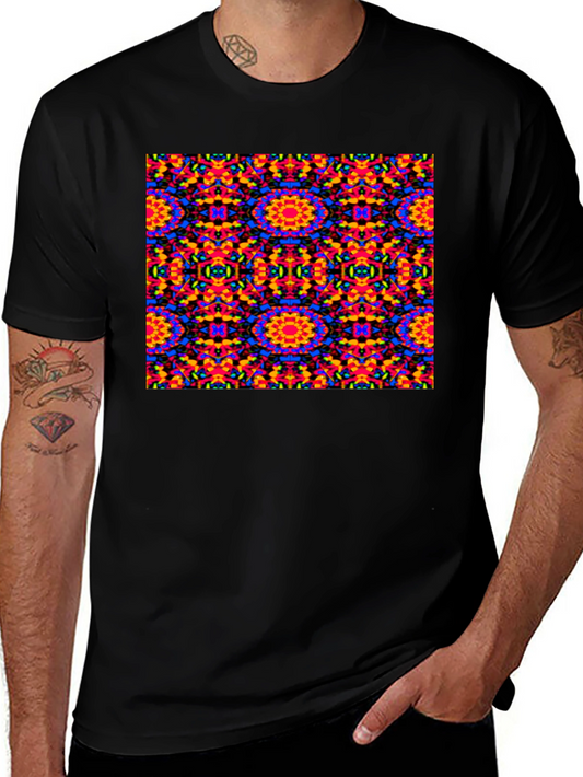 Kaleidoscope Patterned Black T-Shirt