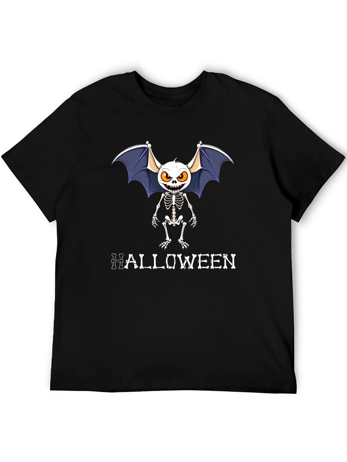 Halloween Skeleton Bat Graphic T-Shirt