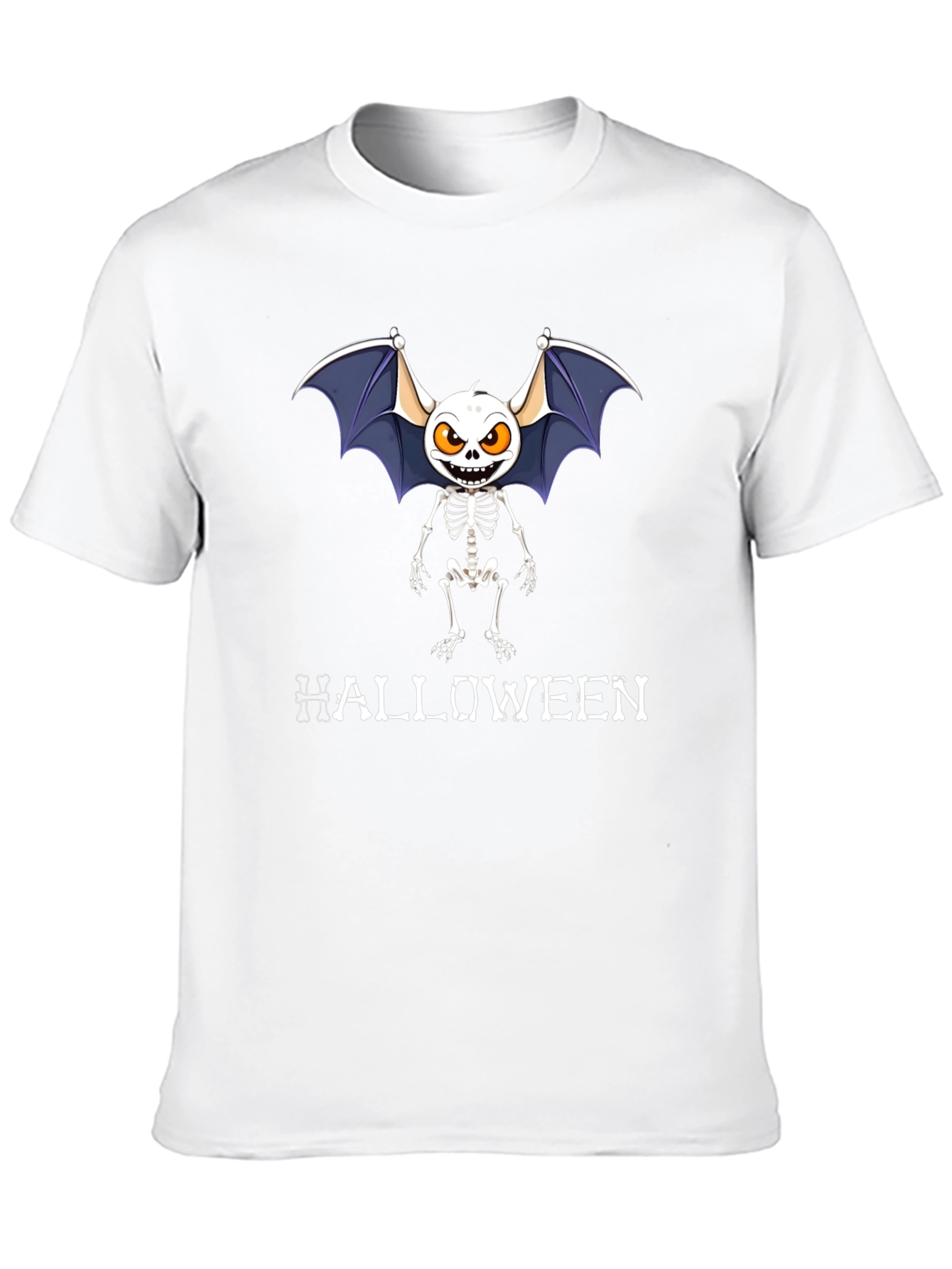 Halloween Skeleton Bat Graphic T-Shirt