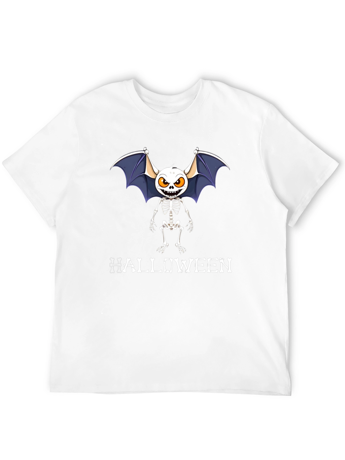 Halloween Skeleton Bat Graphic T-Shirt
