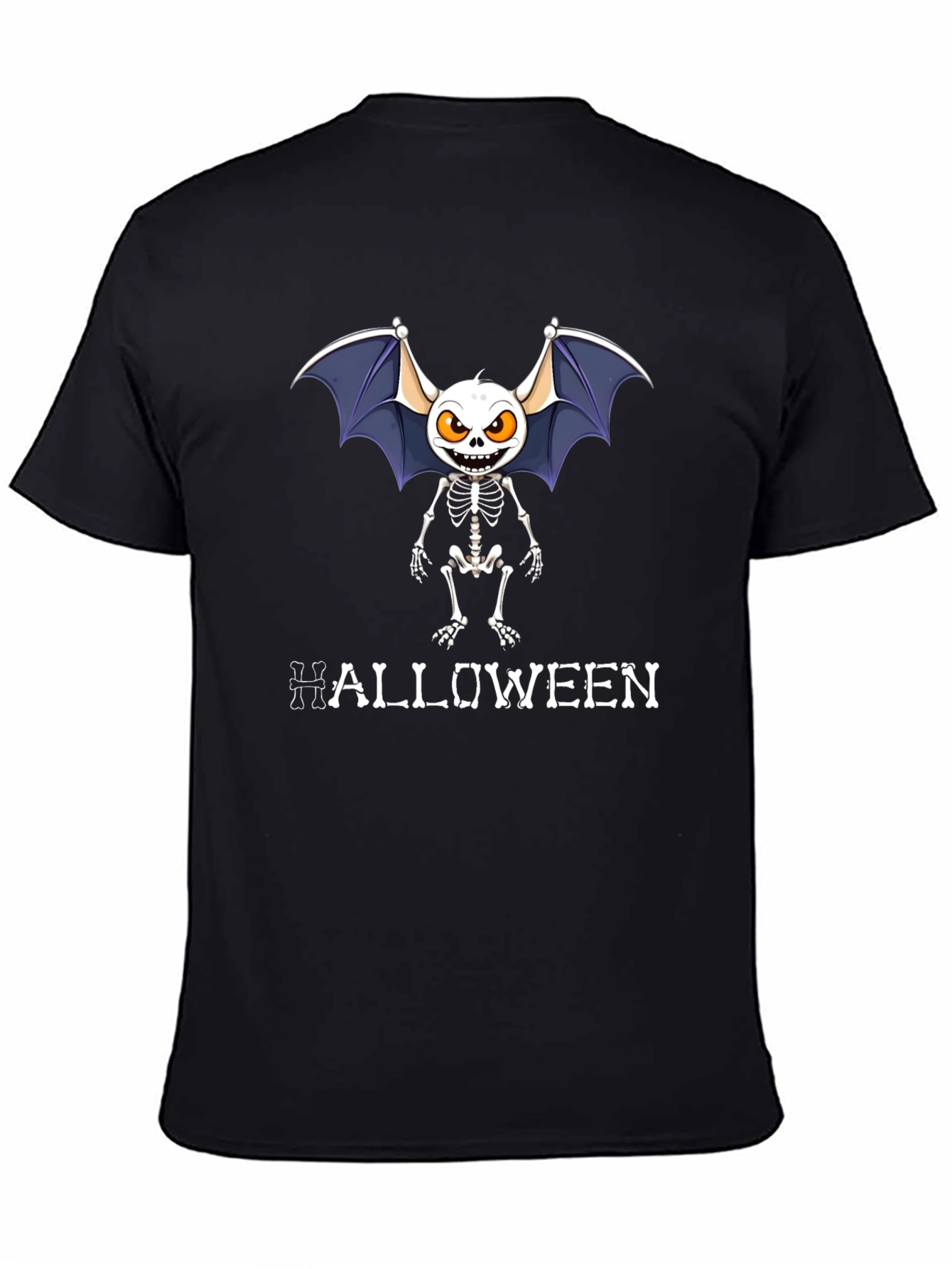 Halloween Skeleton Bat Graphic T-Shirt