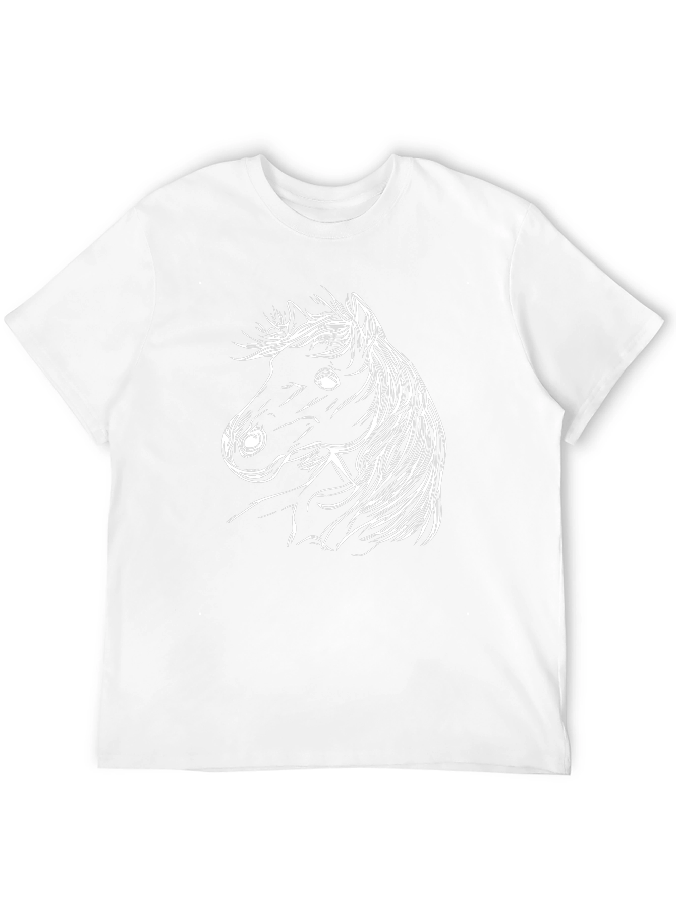 Mens Black T-Shirt with White Horse Design