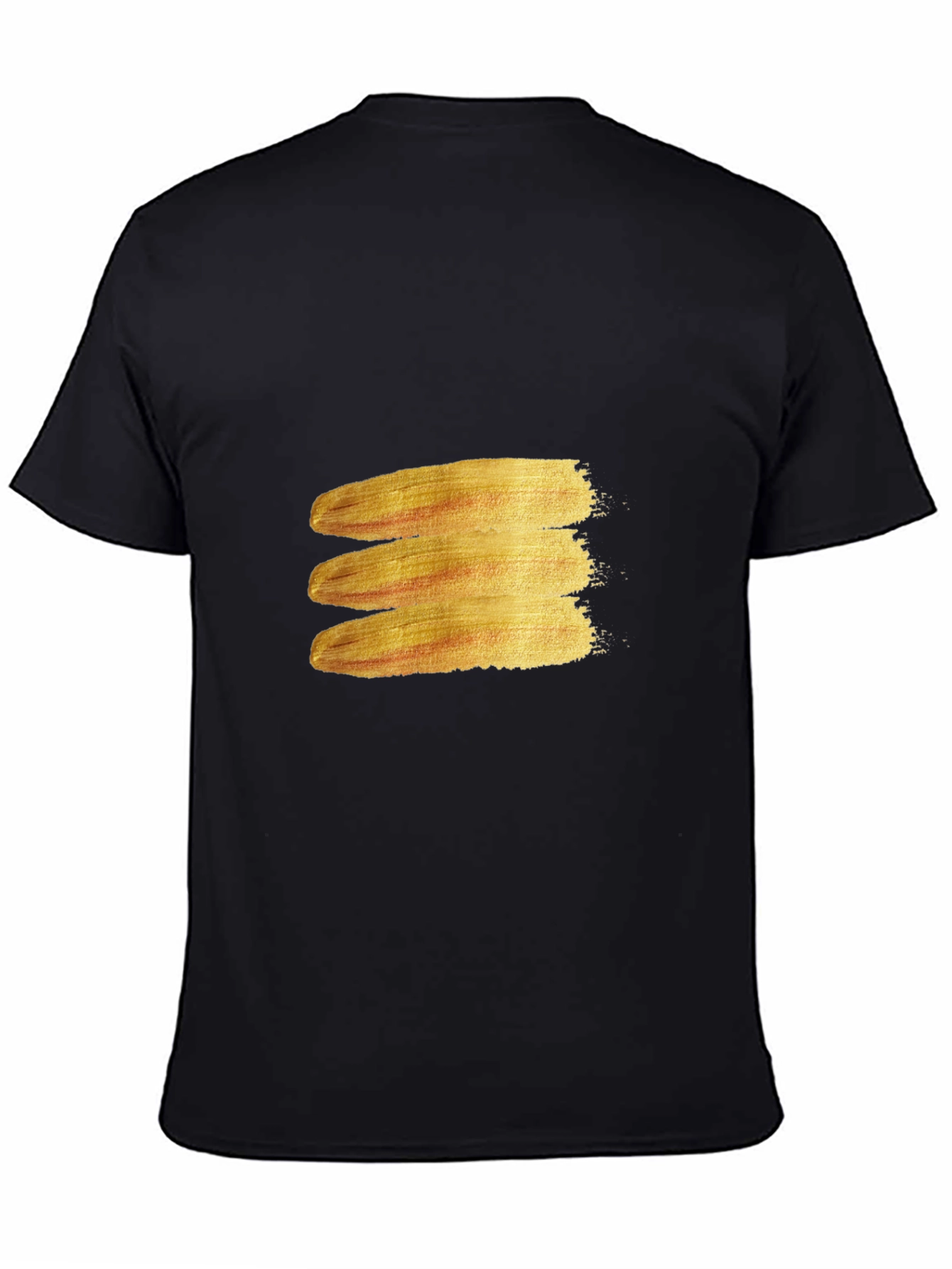 Mens Black T-Shirt with Gold Brush Stroke Design