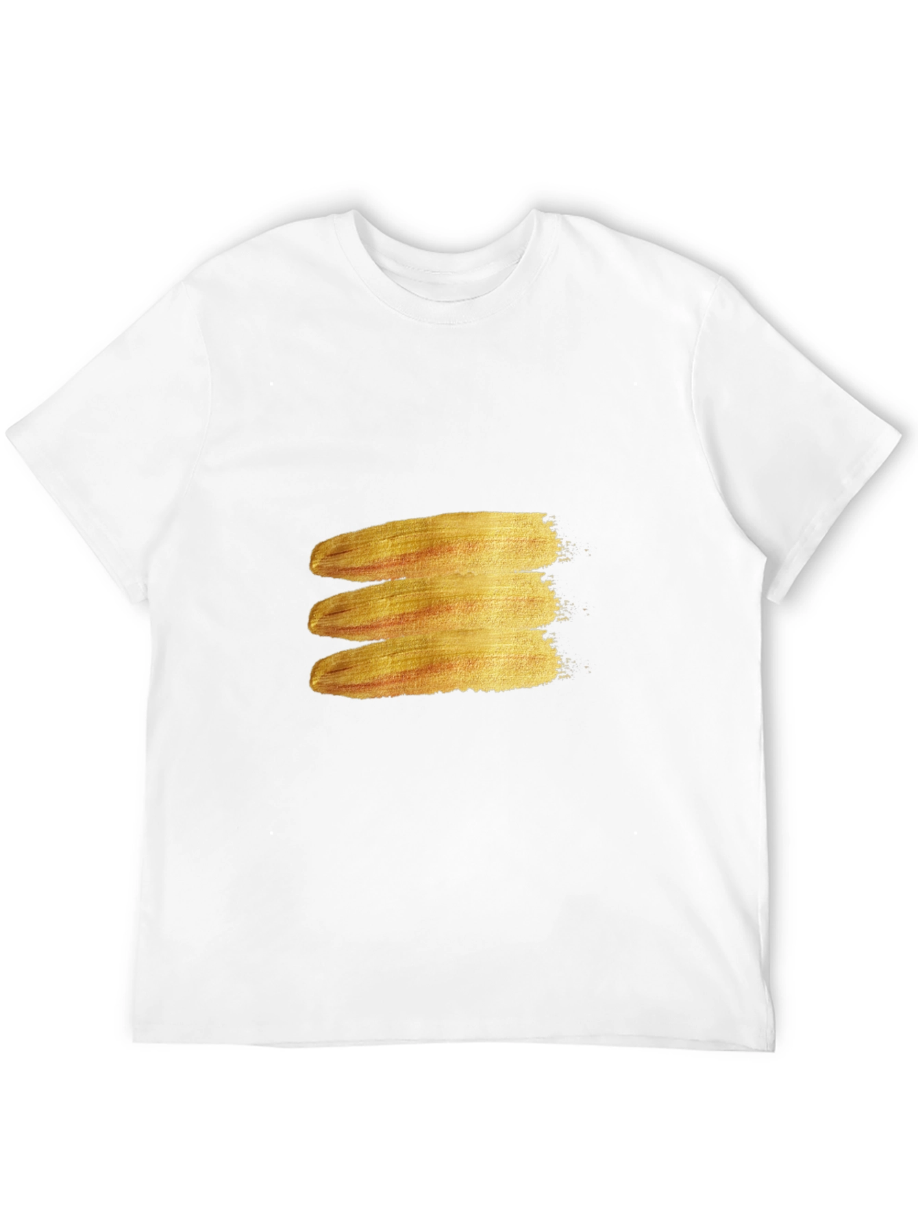 Mens Black T-Shirt with Gold Brush Stroke Design