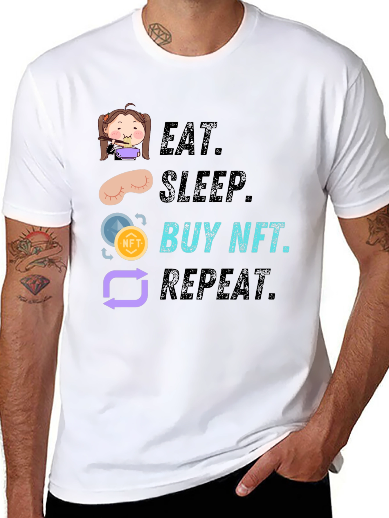 Eat Sleep Buy NFT Repeat Graphic Tee