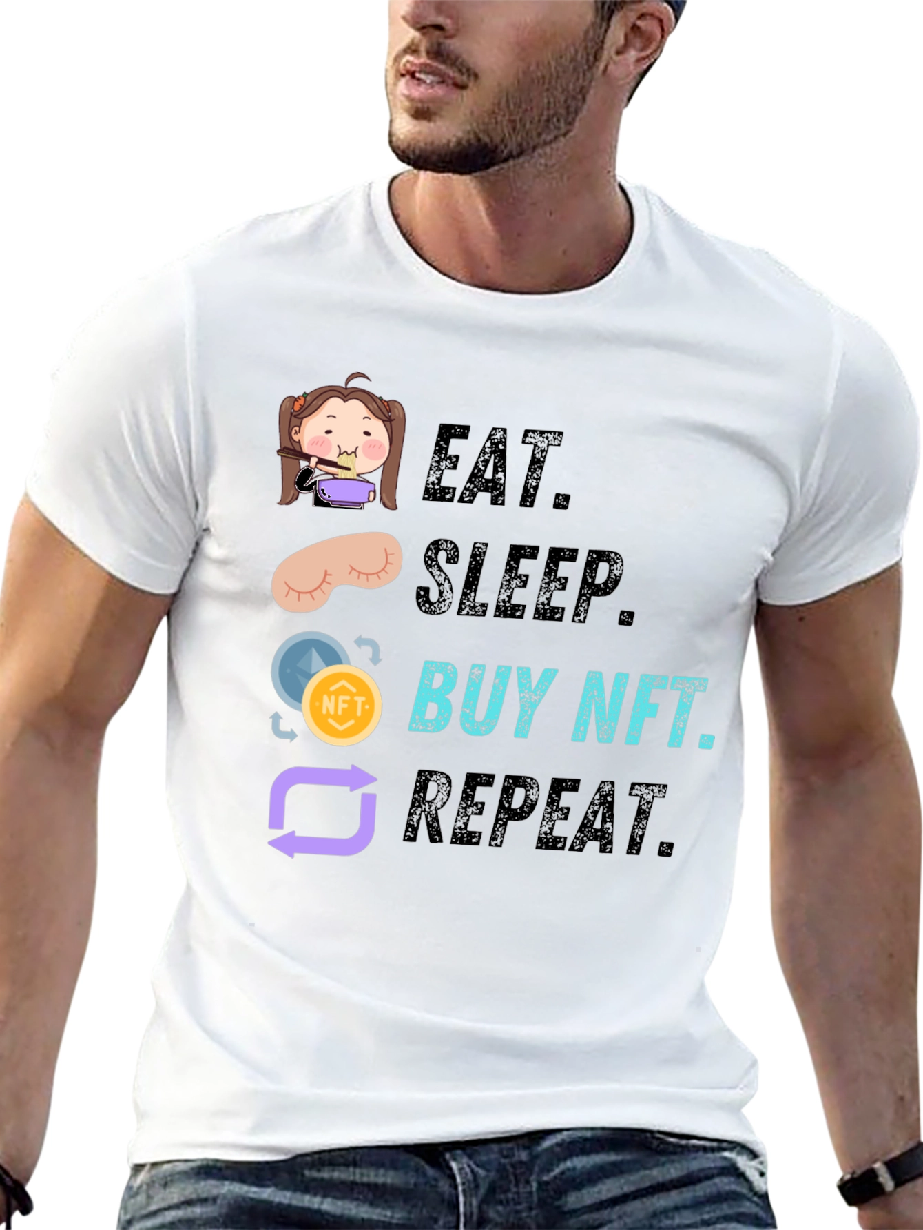 Eat Sleep Buy NFT Repeat Graphic Tee