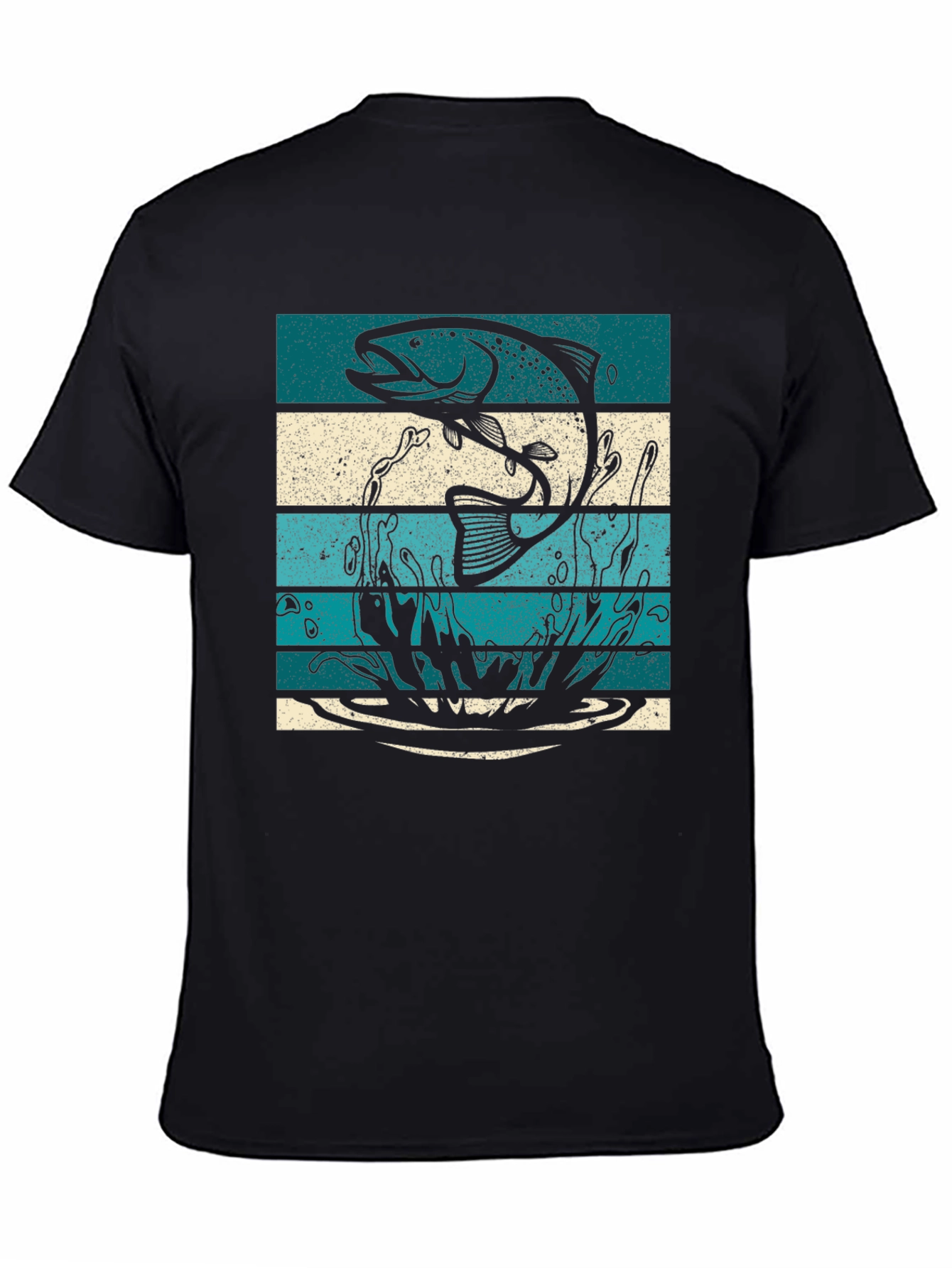 Fishing T-Shirt Fish Graphic Tee Striped Design