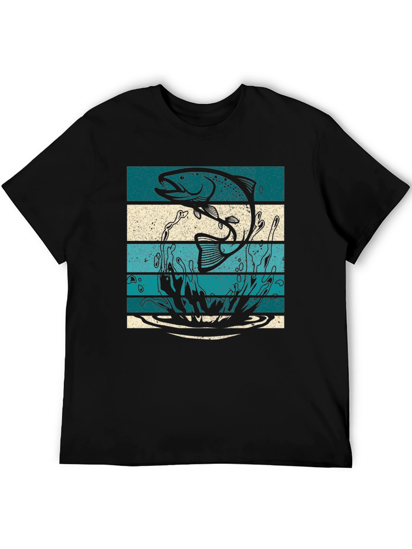 Fishing T-Shirt Fish Graphic Tee Striped Design