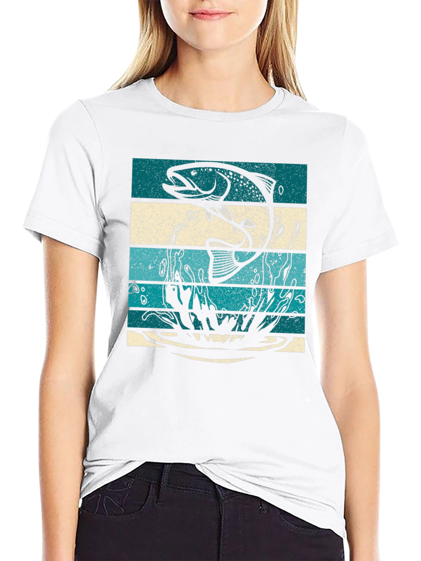 Fishing T-Shirt Fish Graphic Tee Striped Design
