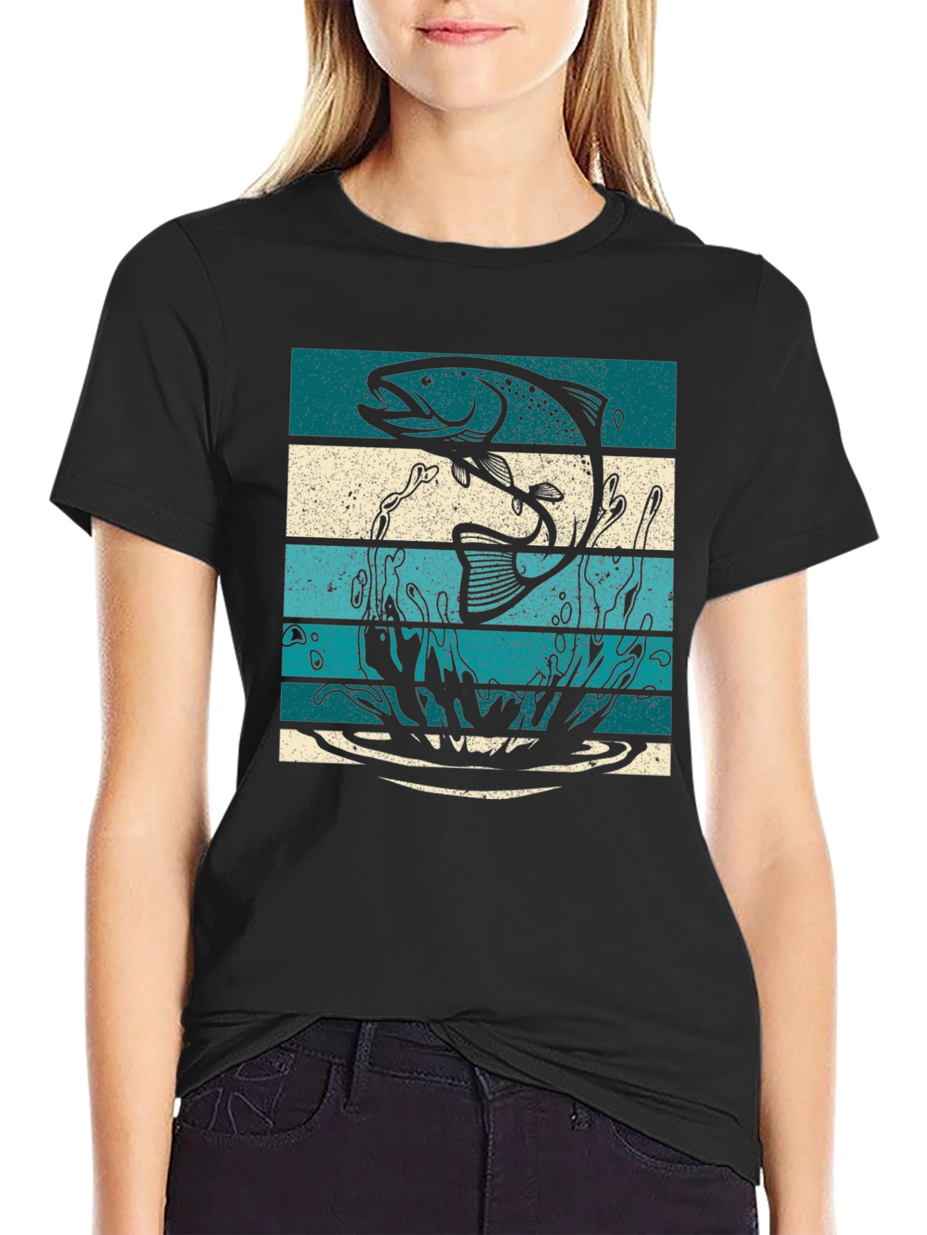Fishing T-Shirt Fish Graphic Tee Striped Design