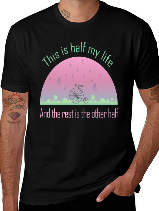 Half My Life Bicycle Graphic Tee - Black Cotton Blend