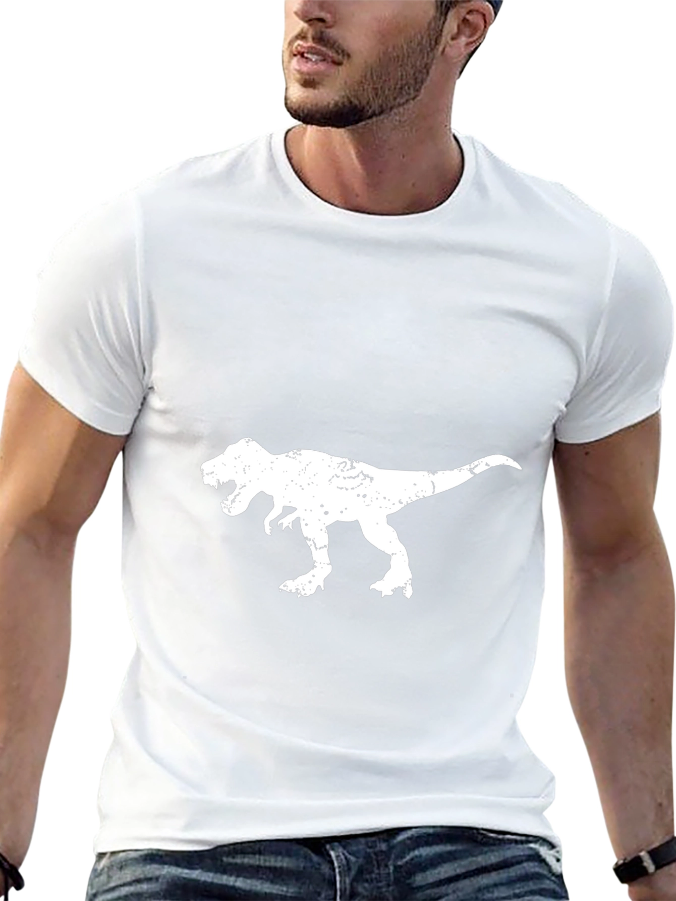 T-Rex Distressed Graphic Tee - Black Cotton T-Shirt