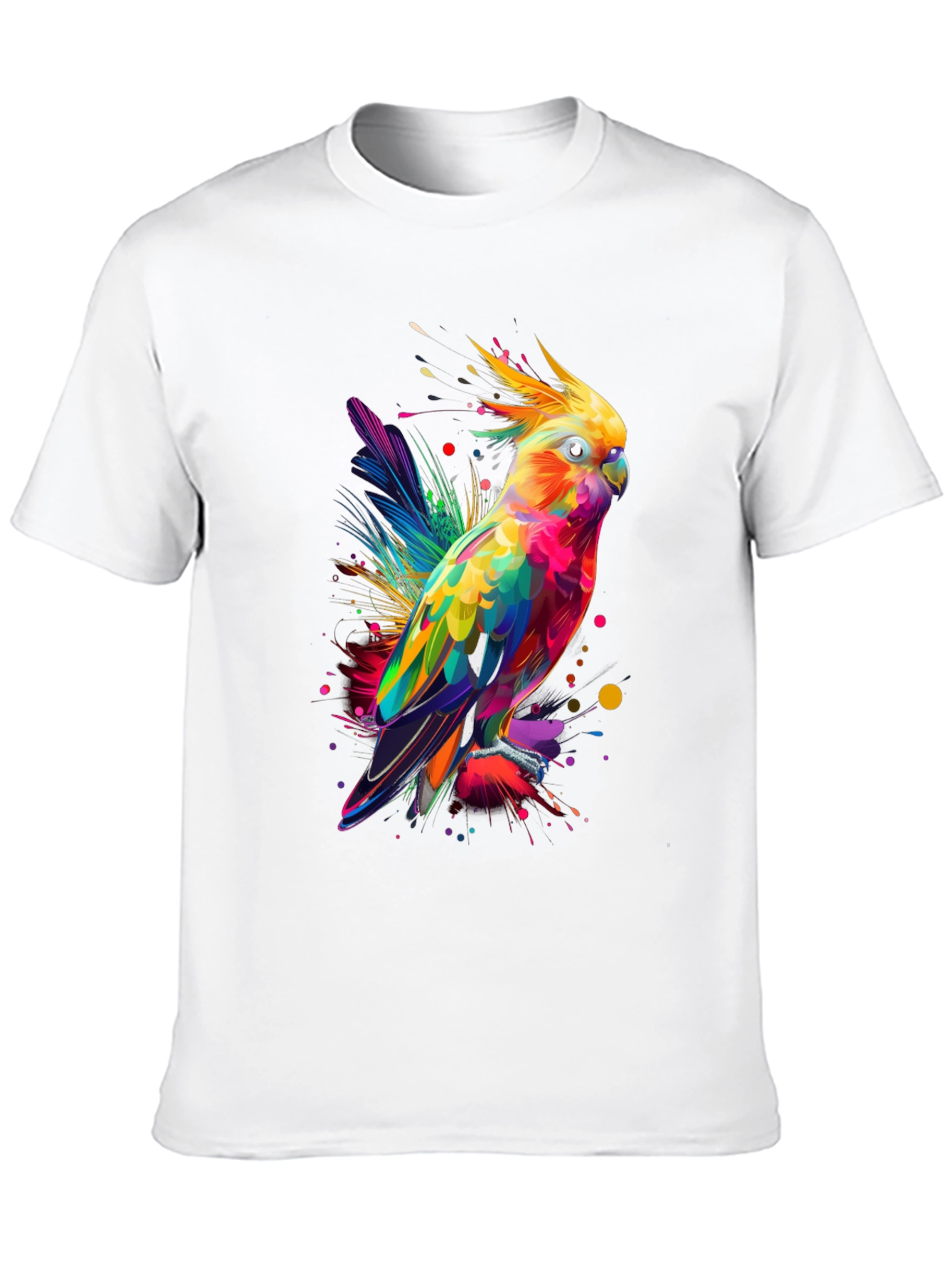 Vibrant Parrot Graphic Tee - Mens Black T-Shirt