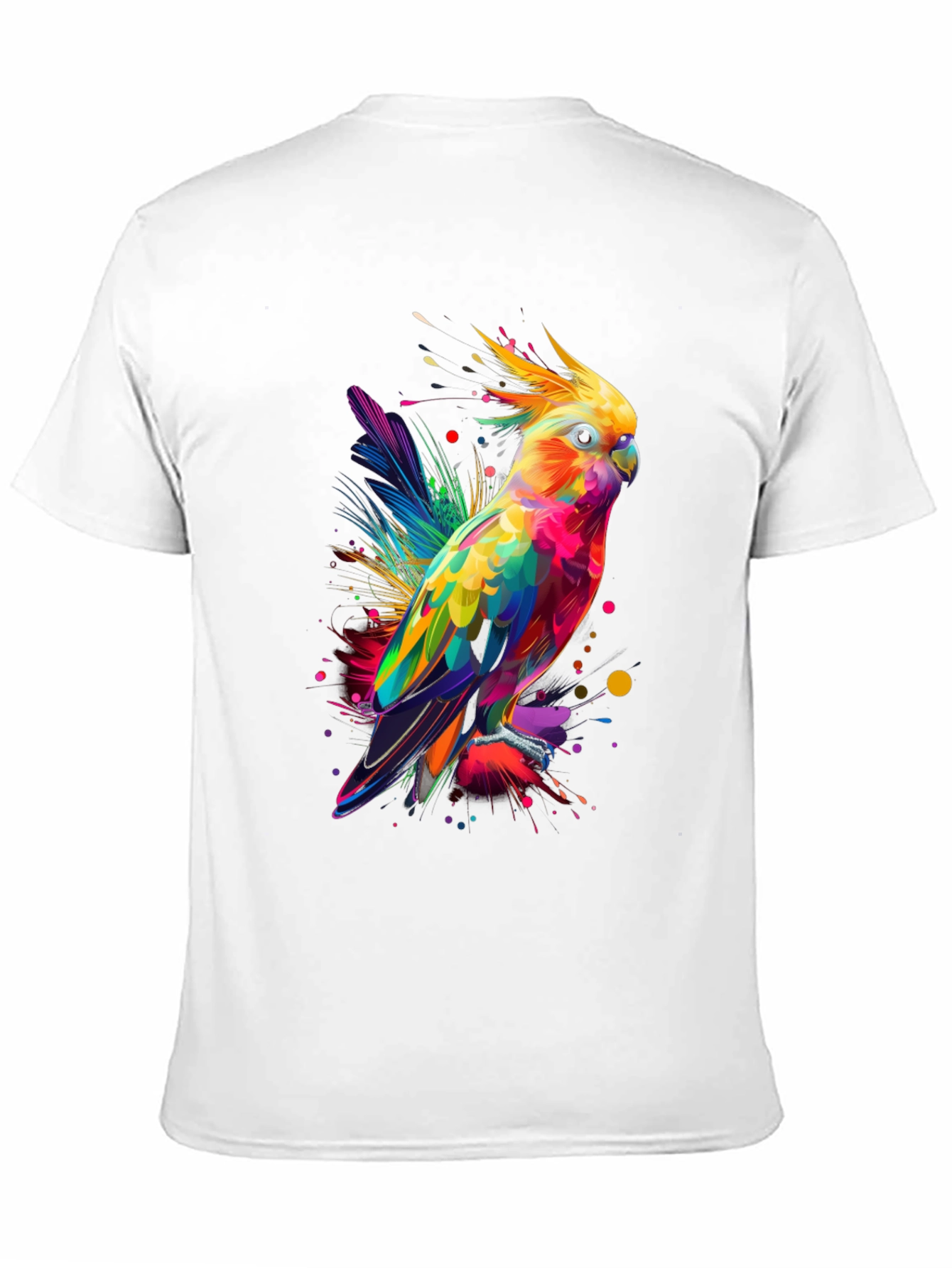 Vibrant Parrot Graphic Tee - Mens Black T-Shirt