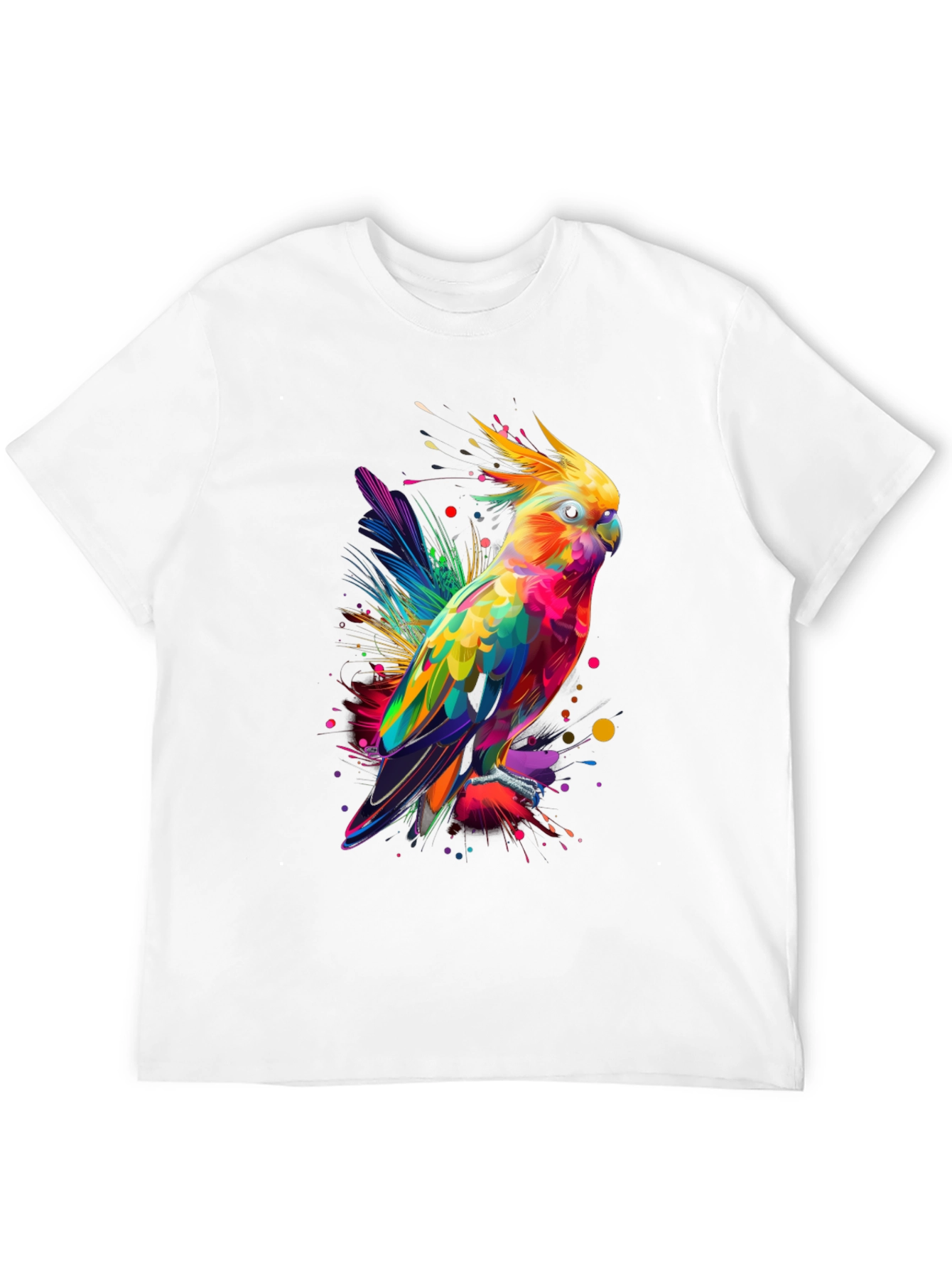 Vibrant Parrot Graphic Tee - Mens Black T-Shirt