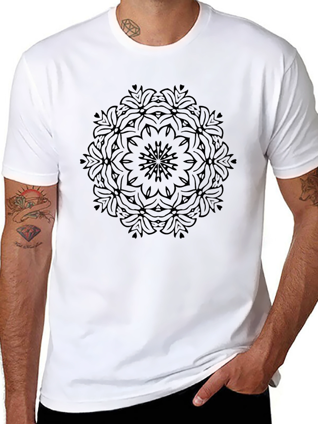 Black Mandala T-Shirt - Graphic Tee for Men