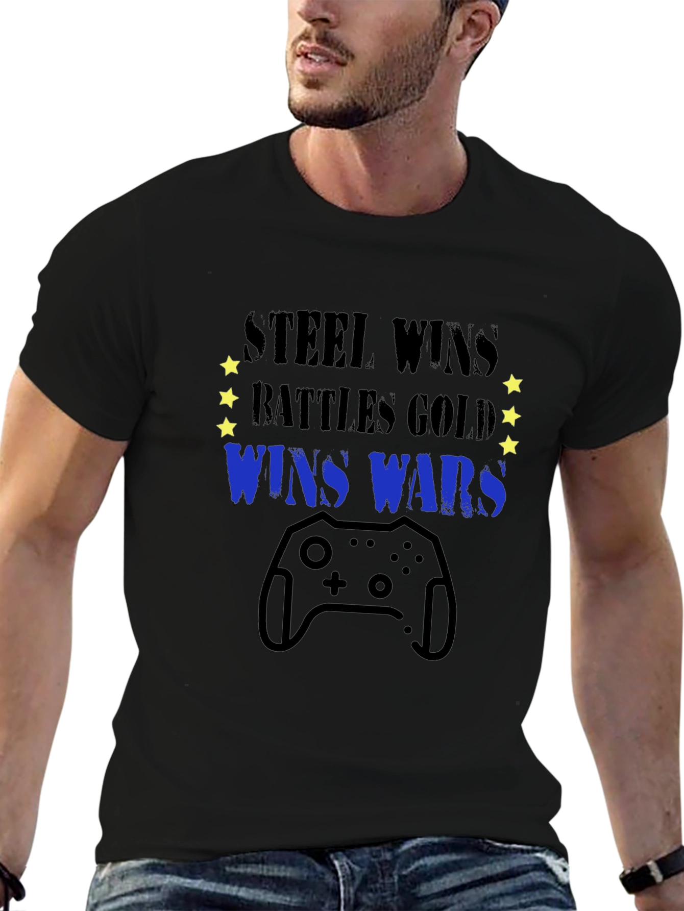 Steel Wins Battles T-Shirt - Gaming Controller Tee