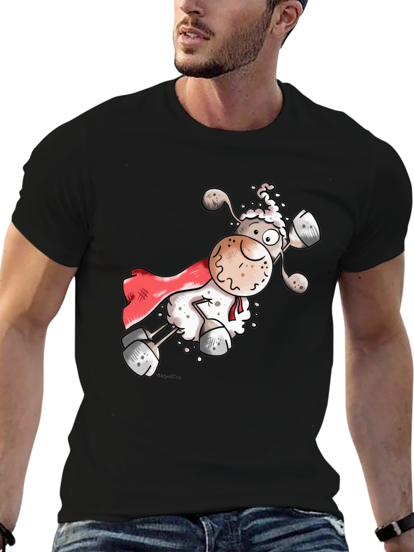 Super Sheep T-Shirt - Black Cotton