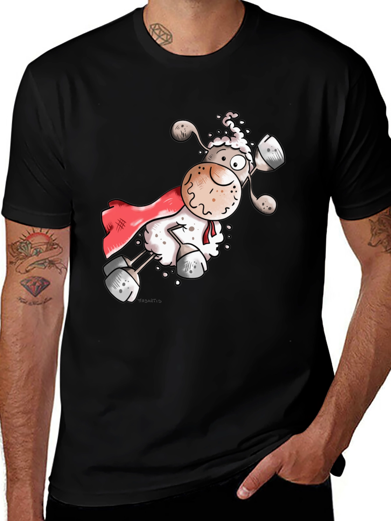 Super Sheep T-Shirt - Black Cotton