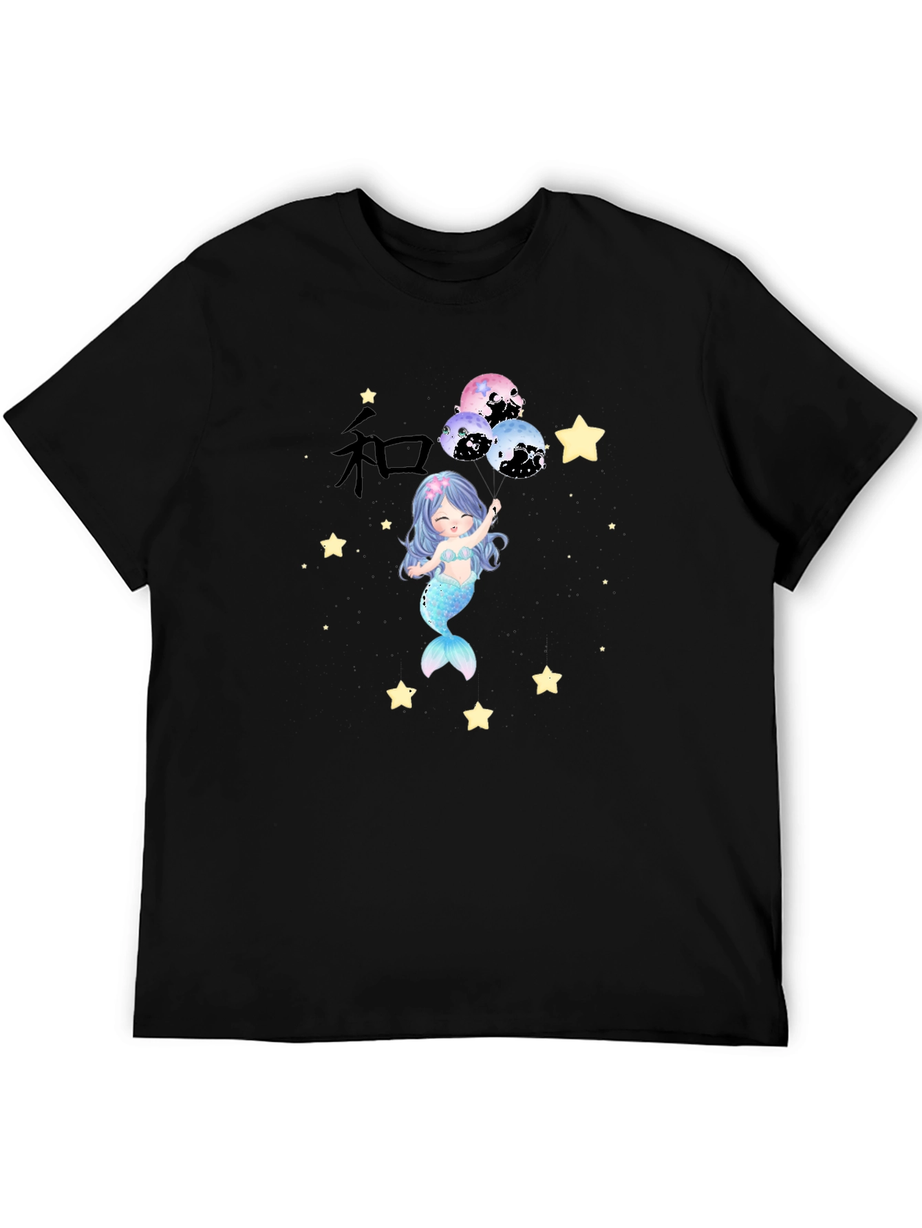 Mermaid Stars Black T-Shirt