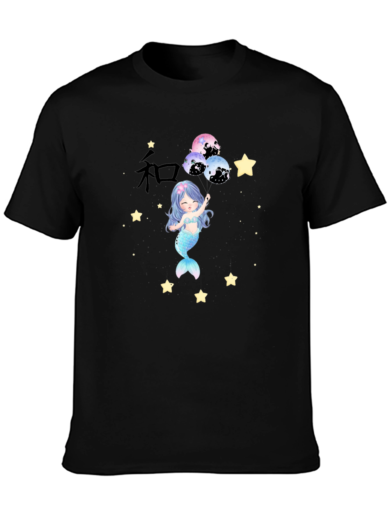 Mermaid Stars Black T-Shirt