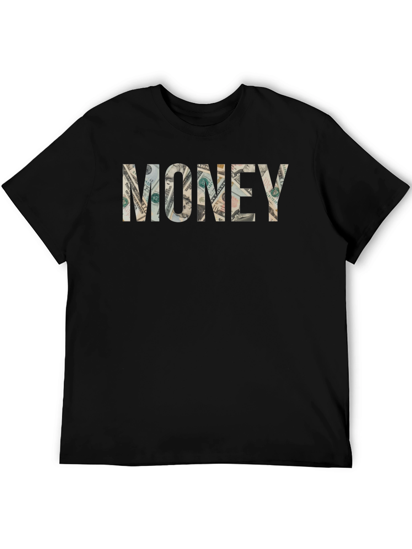 Money Graphic Print Tee - Black Casual T-Shirt