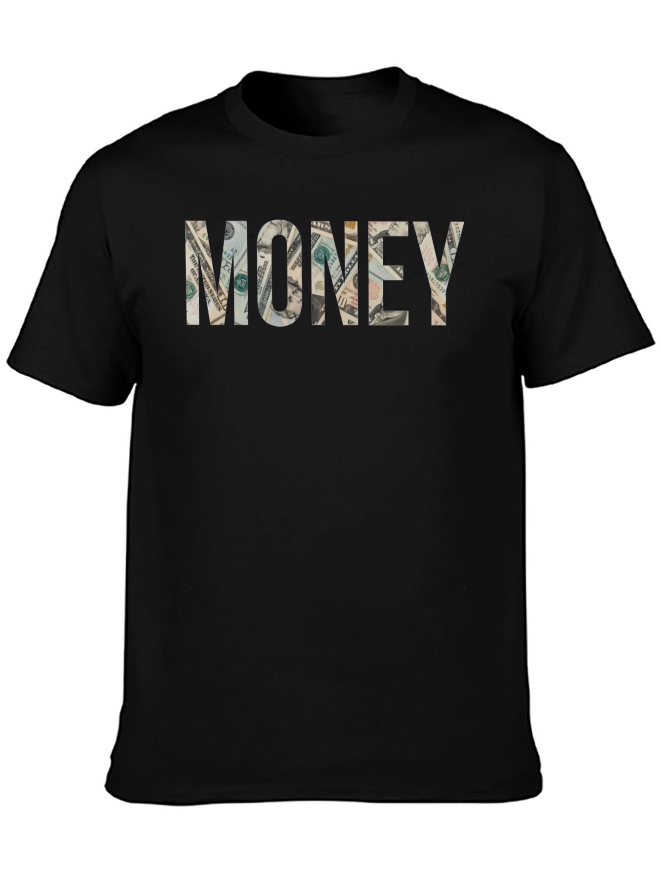 Money Graphic Print Tee - Black Casual T-Shirt