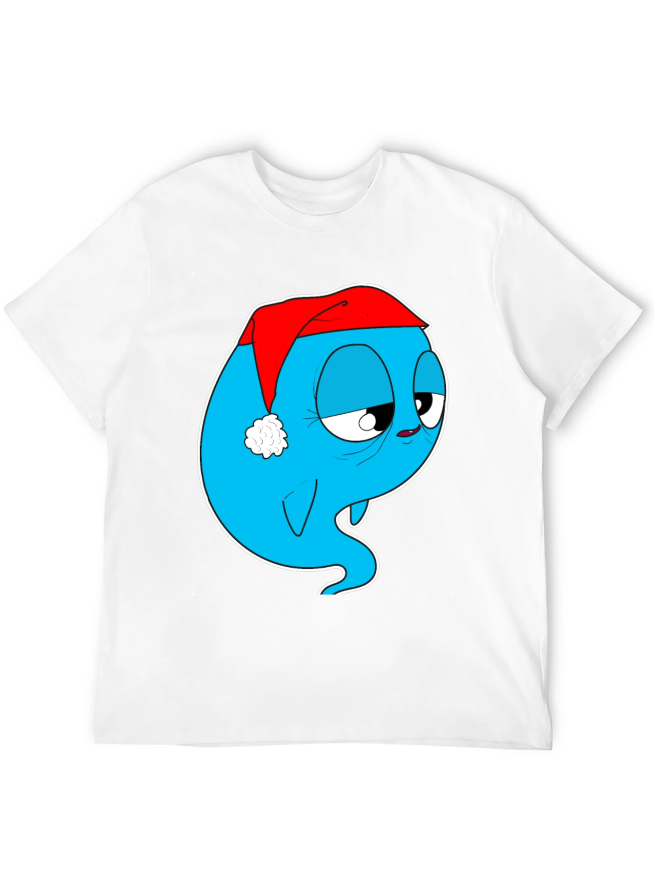 Cartoon Ghost in Santa Hat Graphic Tee