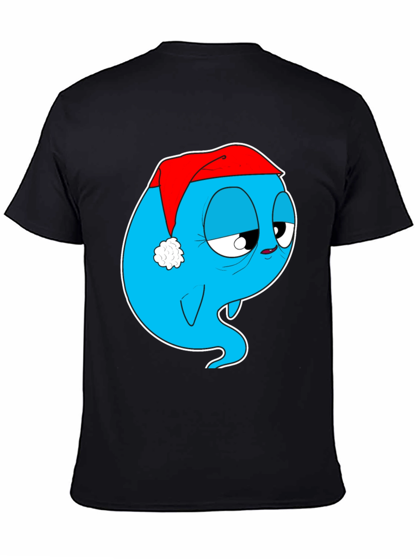 Cartoon Ghost in Santa Hat Graphic Tee