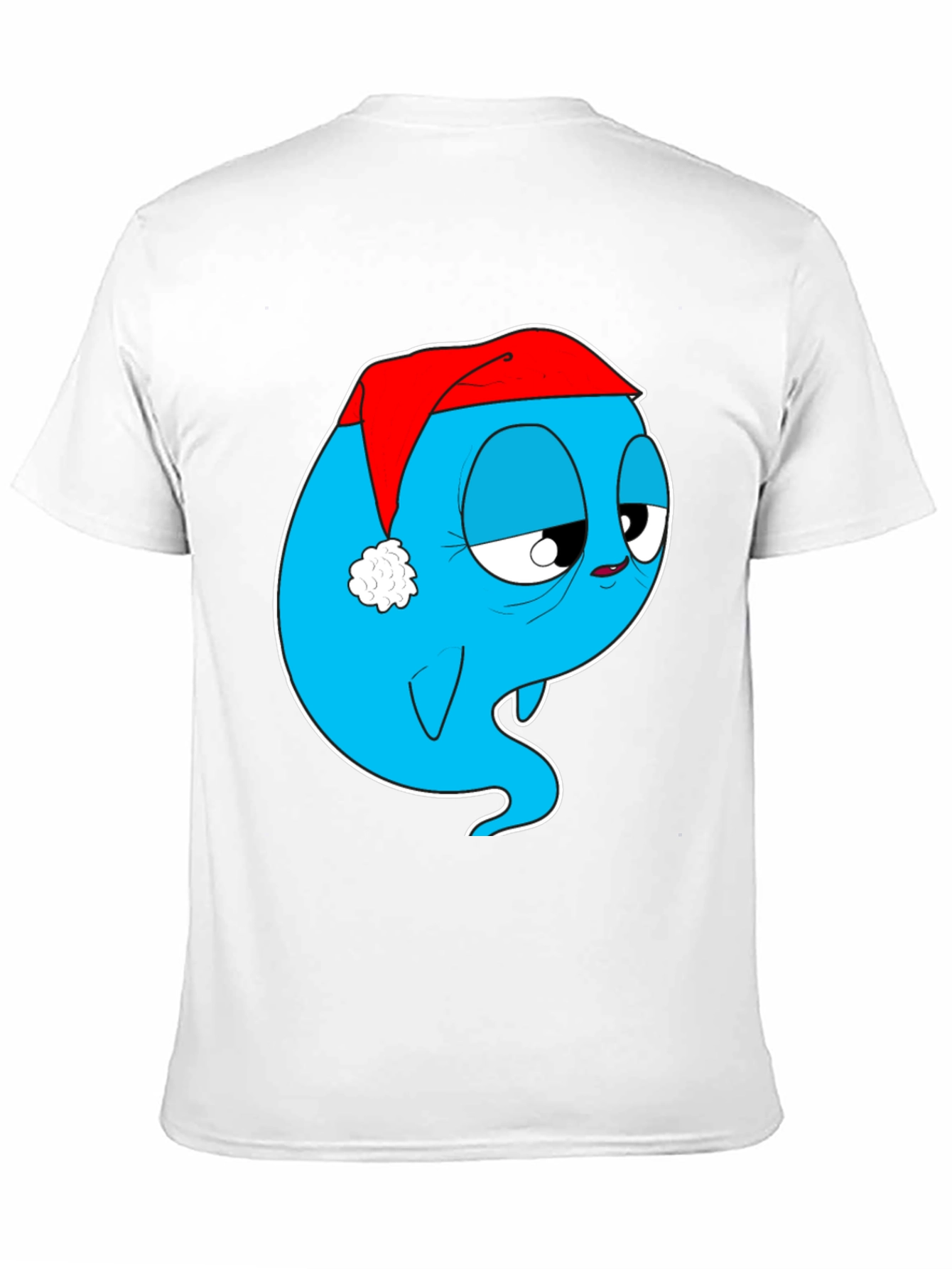 Cartoon Ghost in Santa Hat Graphic Tee