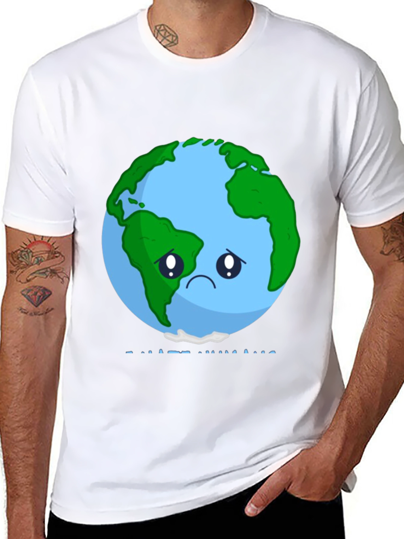 Sad Earth Graphic Tee - Climate Change Awareness T-Shirt