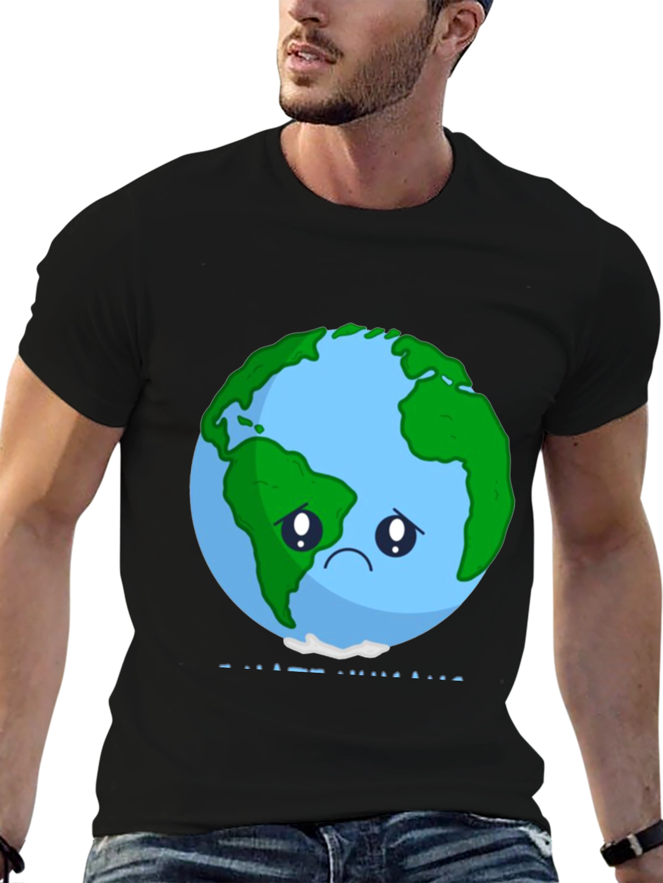Sad Earth Graphic Tee - Climate Change Awareness T-Shirt