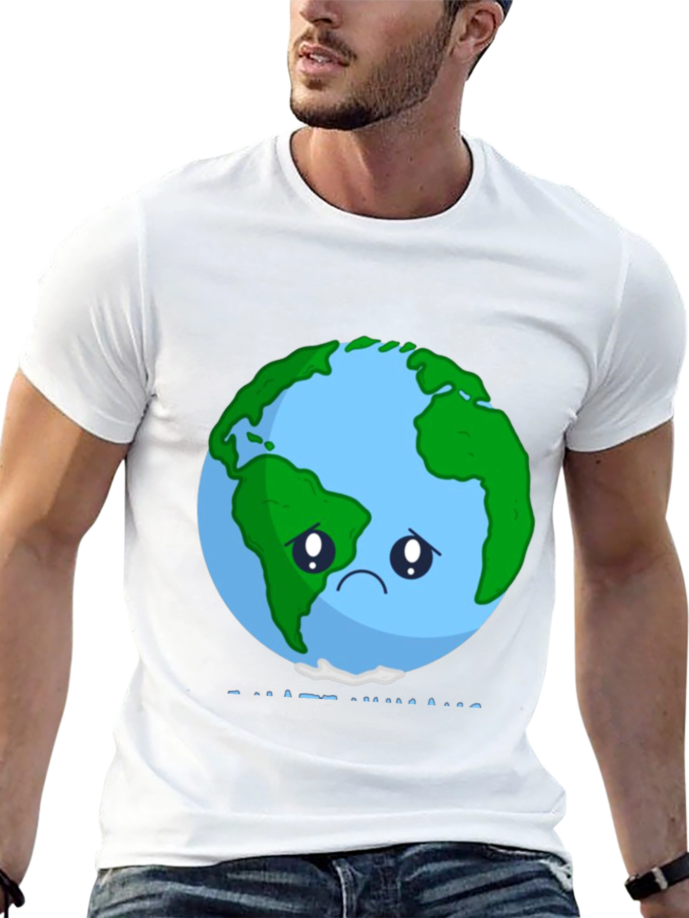 Sad Earth Graphic Tee - Climate Change Awareness T-Shirt