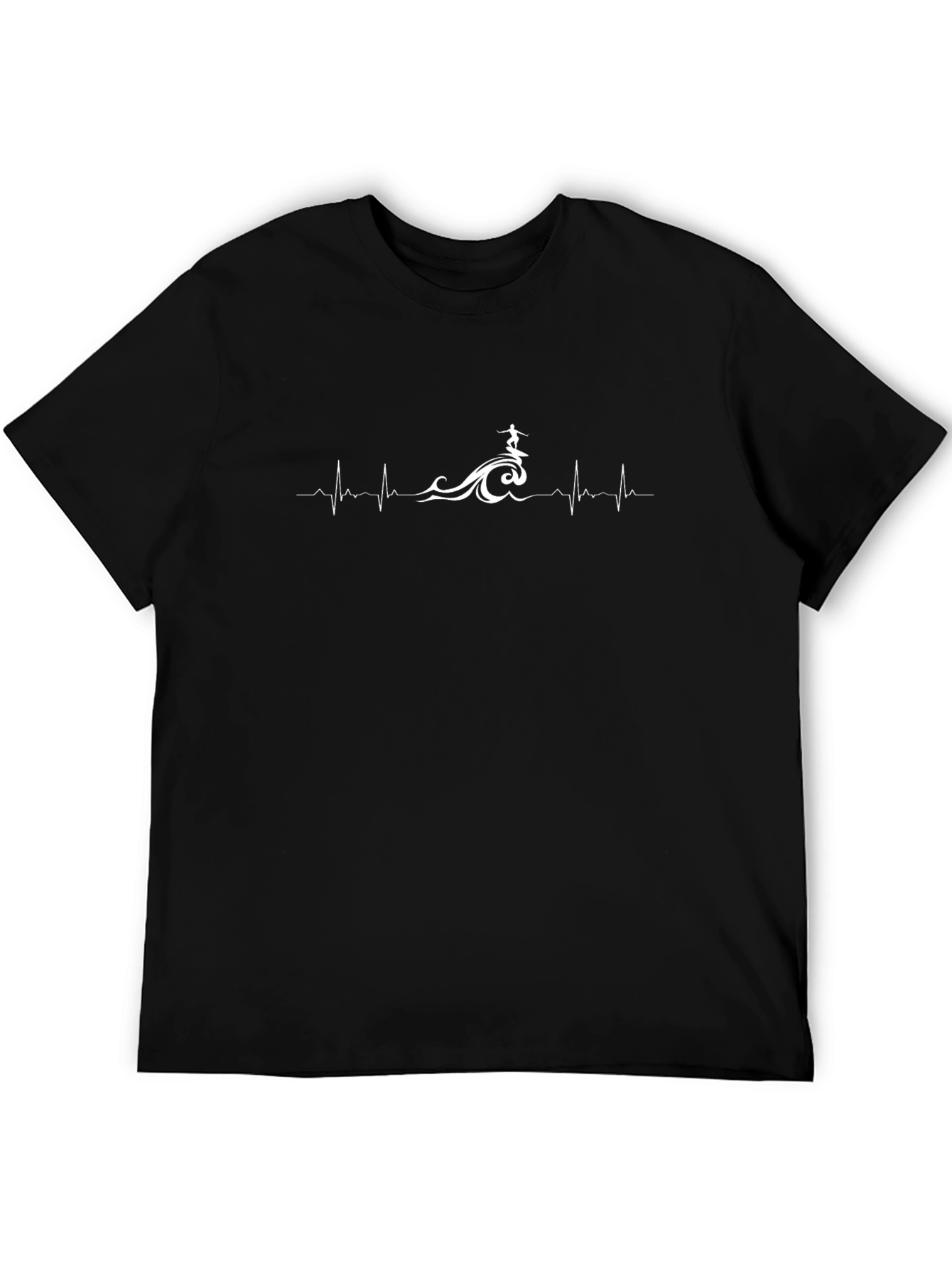 Surfing Heartbeat T-Shirt - Black