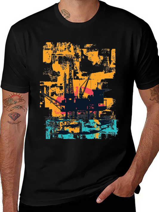 Abstract Oil Rig Graphic T-Shirt