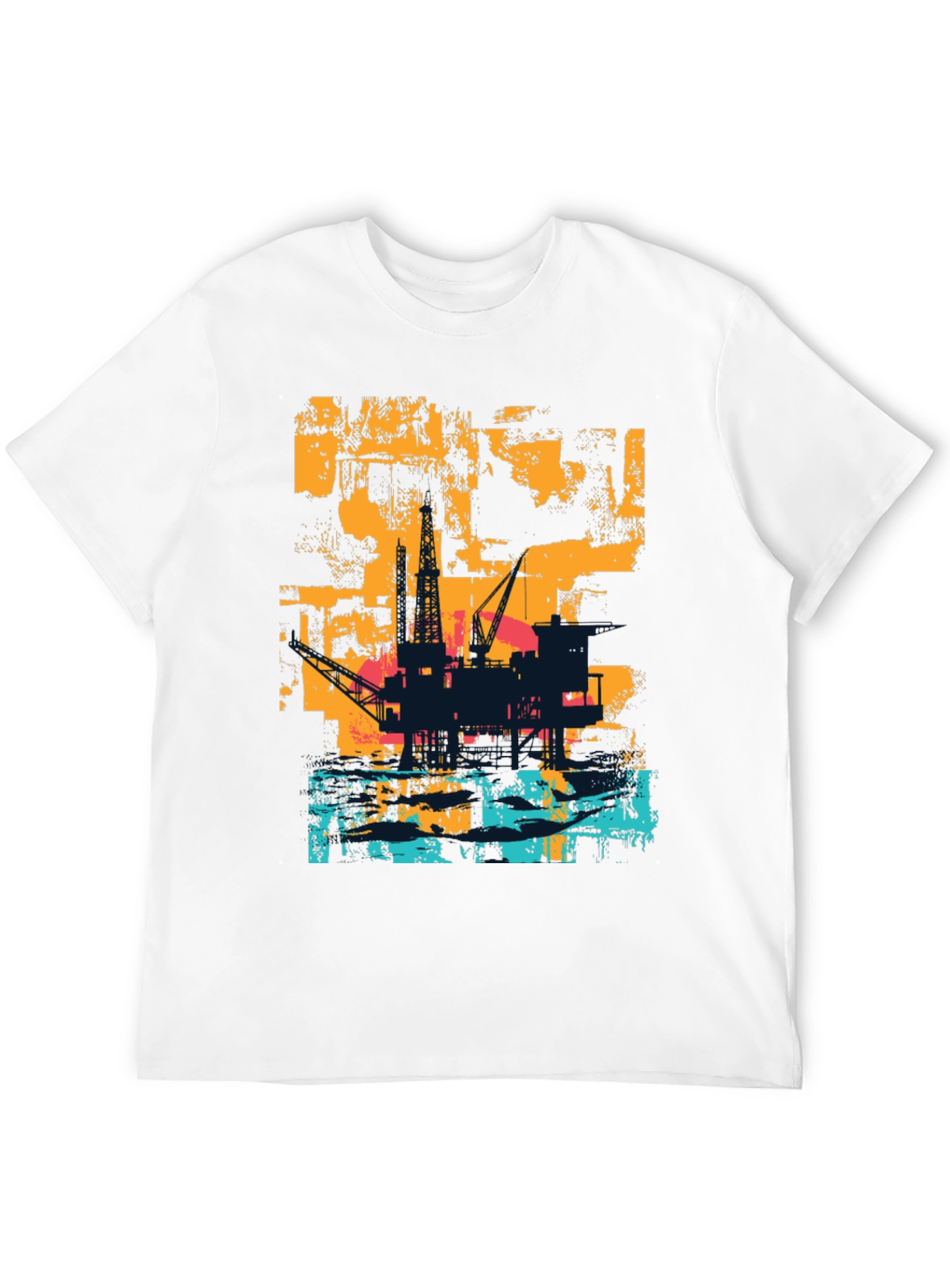 Abstract Oil Rig Graphic T-Shirt
