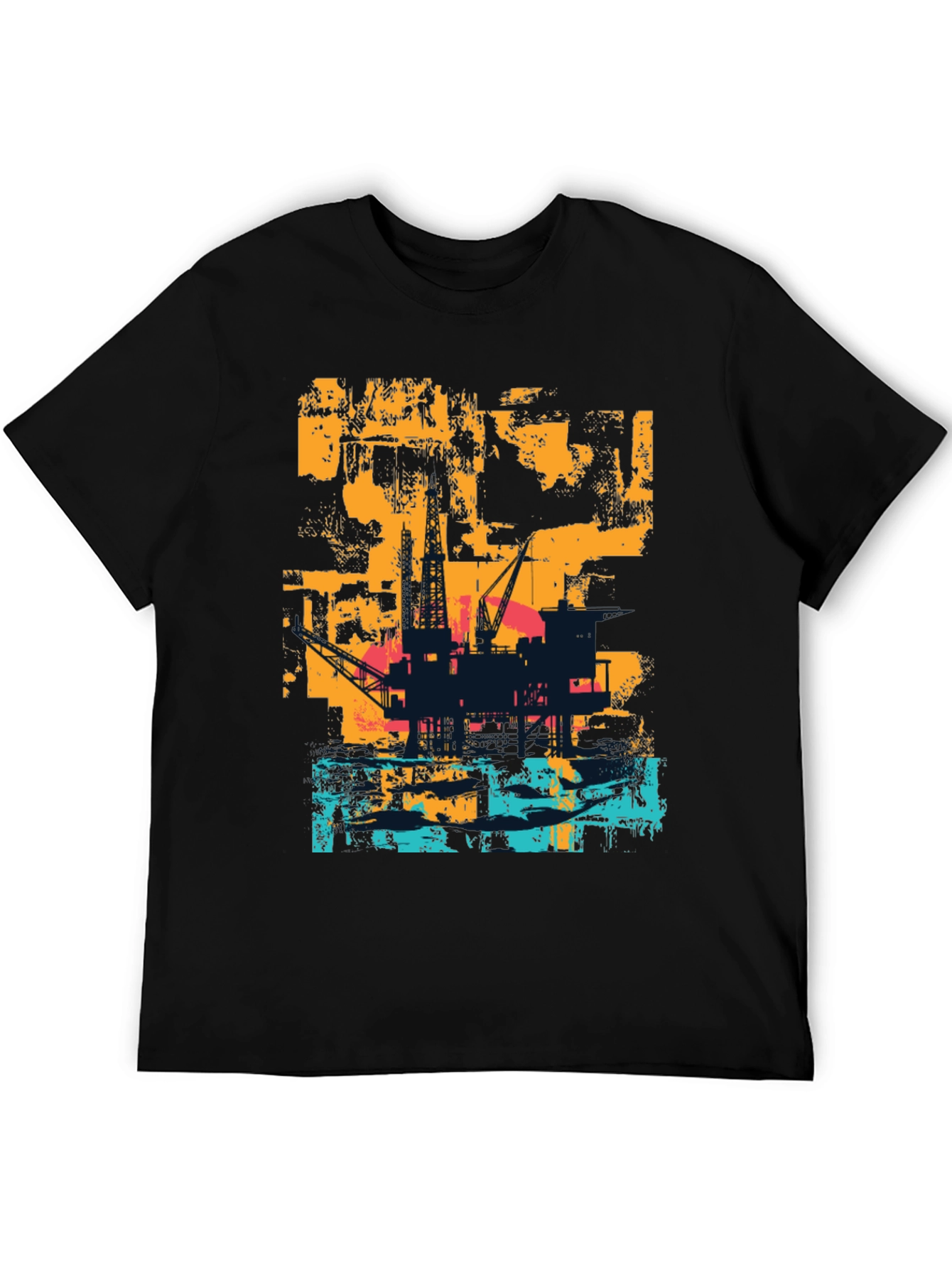 Abstract Oil Rig Graphic T-Shirt