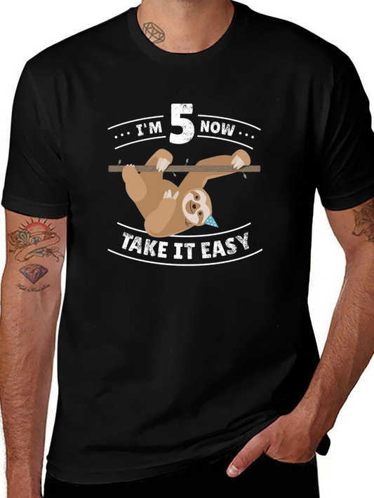 Im 5 Now Take It Easy Sloth Birthday T-Shirt