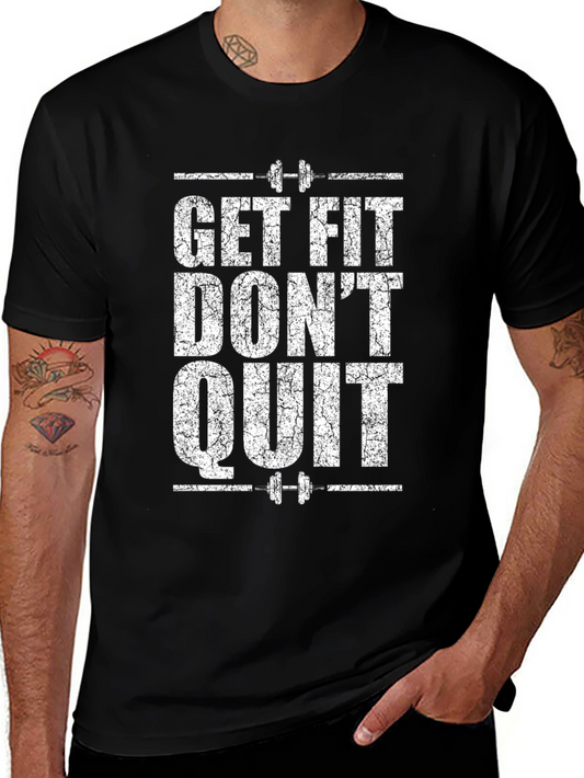 Get Fit Dont Quit Black Graphic Tee