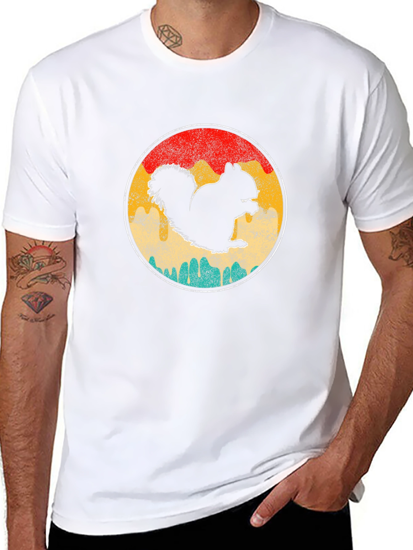 Squirrel Silhouette Retro T-Shirt
