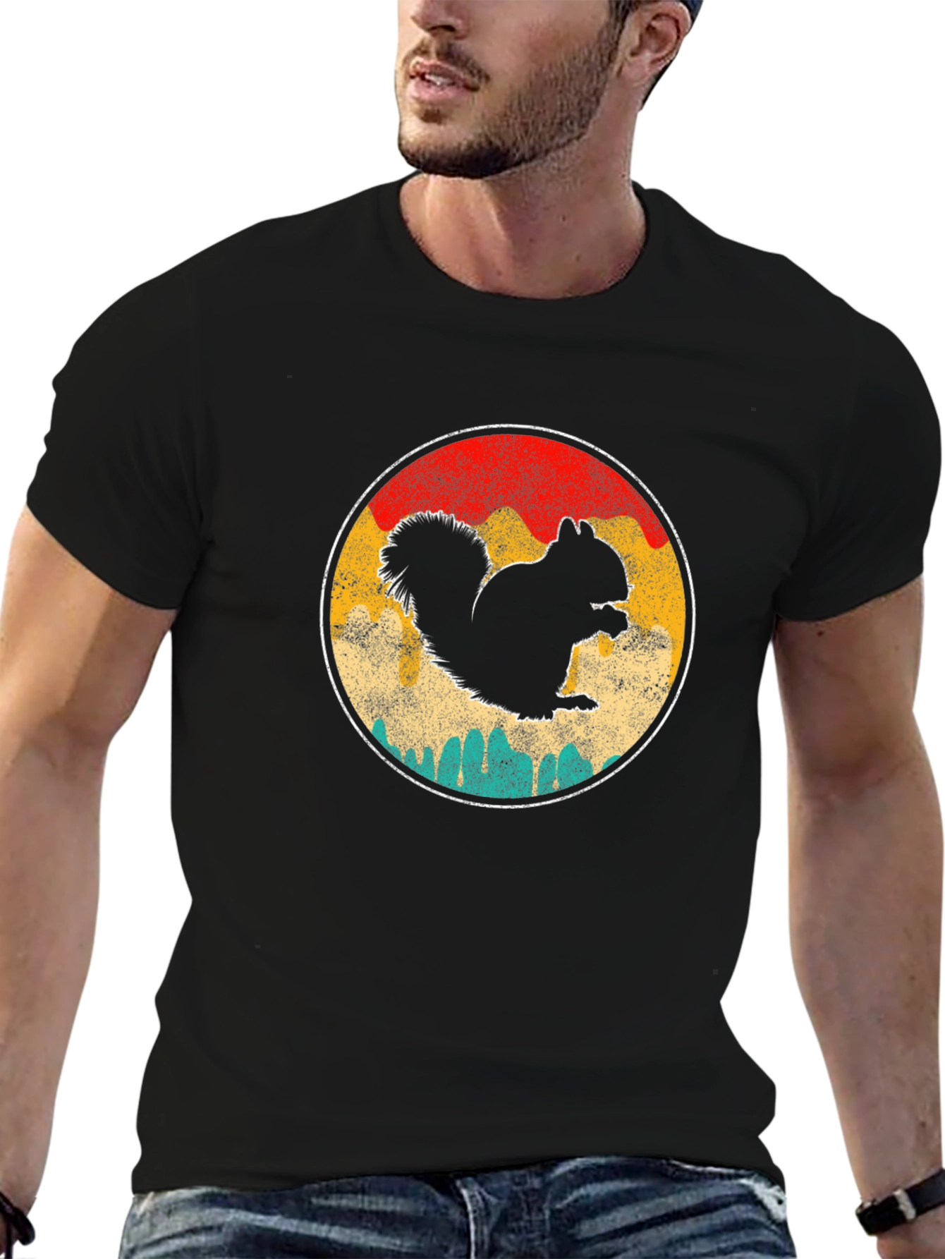 Squirrel Silhouette Retro T-Shirt