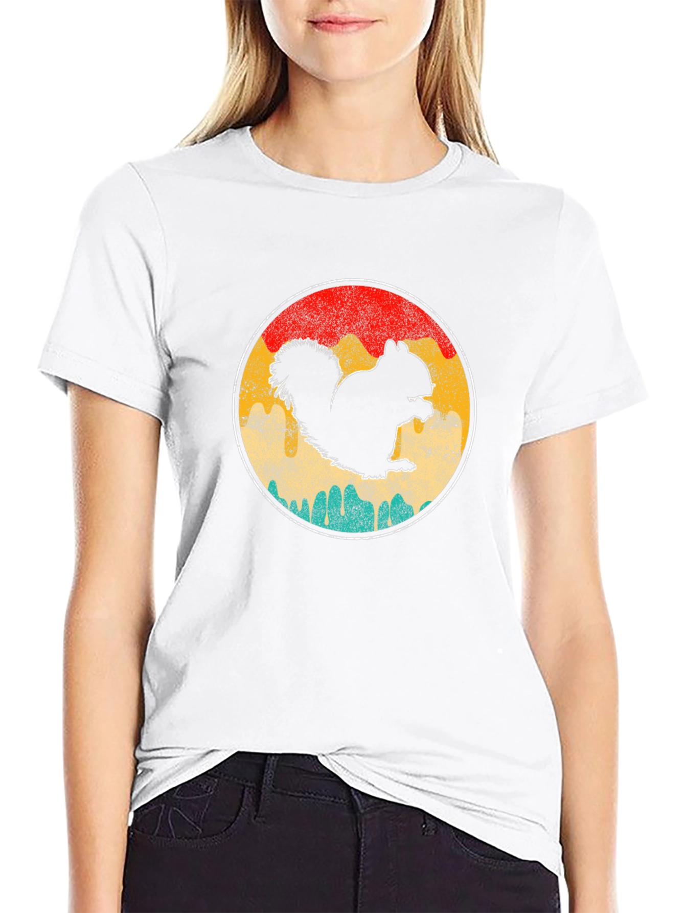 Squirrel Silhouette Retro T-Shirt