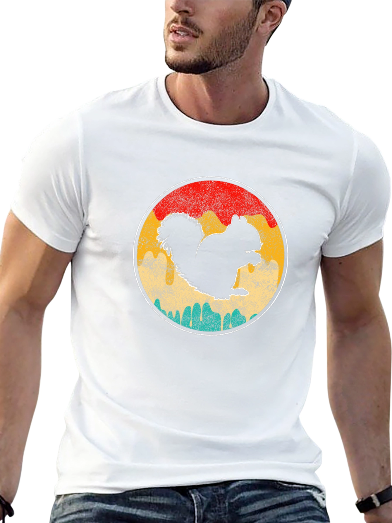 Squirrel Silhouette Retro T-Shirt